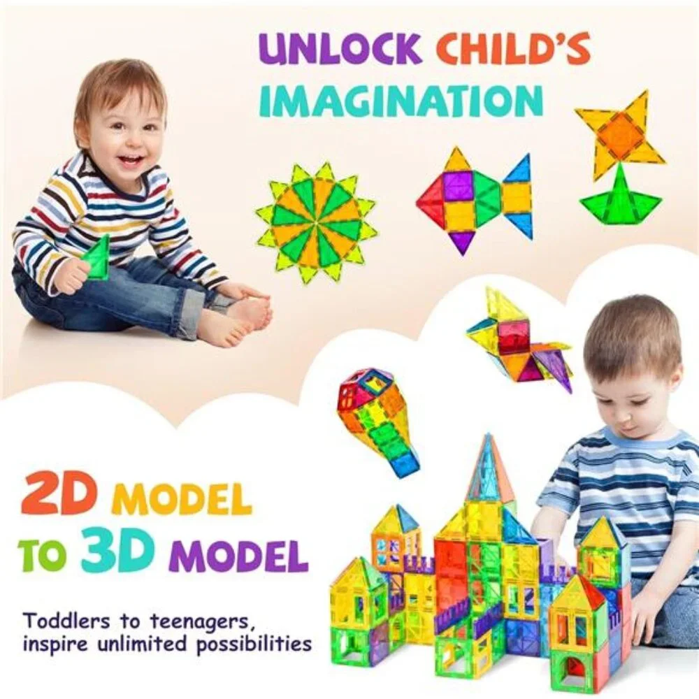 120Pcs Magnetic Tiles Magnetic 3D Building Blocks Set Educational